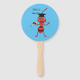 Cute happy red ant cartoon hand fan