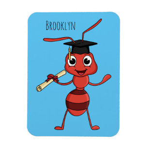 Cute happy red ant cartoon magnet