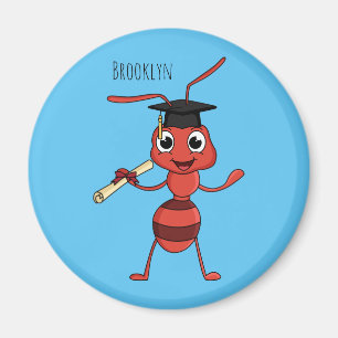 Cute happy red ant cartoon magnet