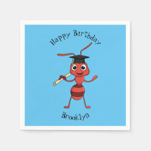 Cute happy red ant cartoon napkin