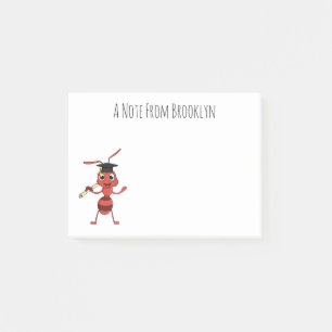 Cute happy red ant cartoon post-it notes