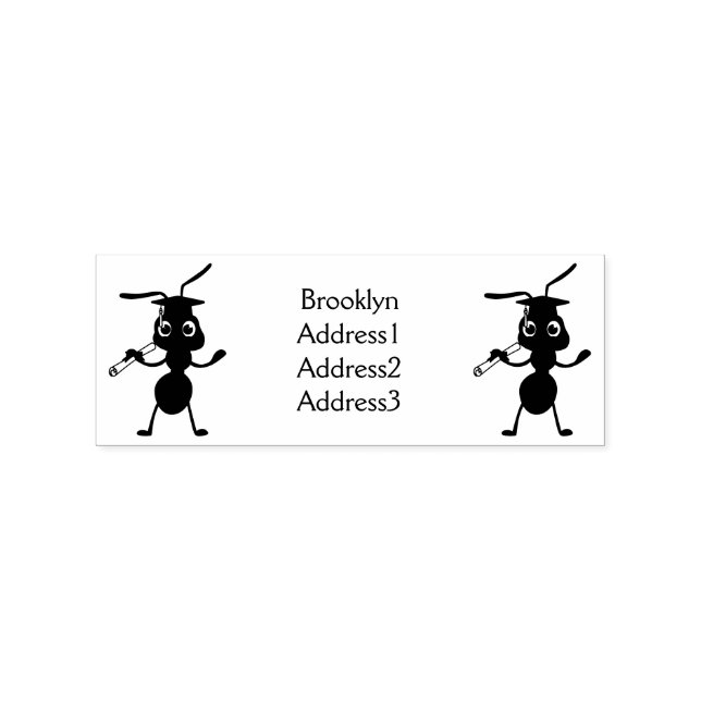 Cute happy red ant cartoon rubber stamp (Imprint)