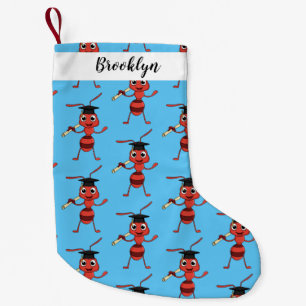 Cute happy red ant cartoon small christmas stocking