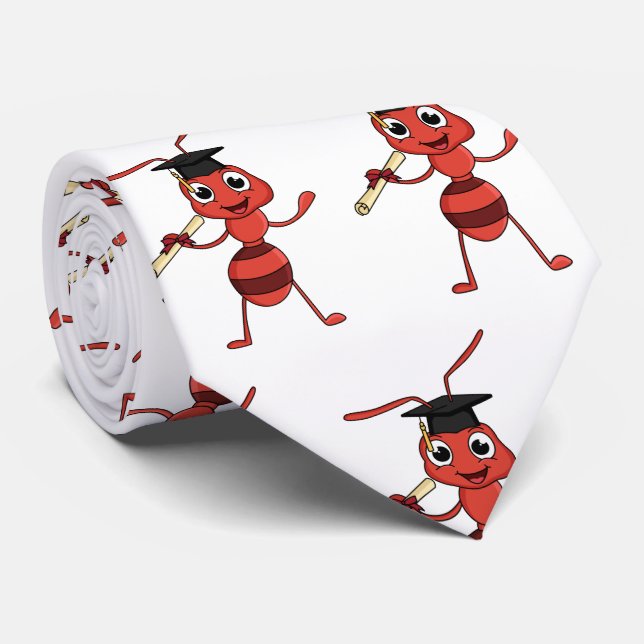 Cute happy red ant cartoon tie (Rolled)
