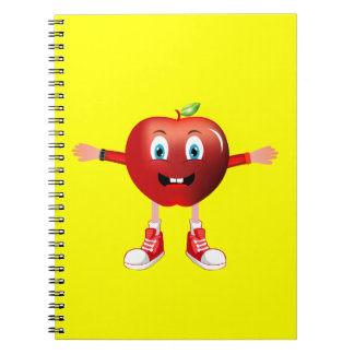 Cute Happy Red Apple Cartoon Notebook for Kids
