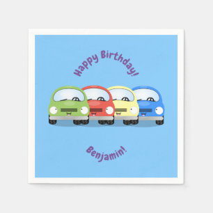 Cute happy red car cartoon illustration napkin