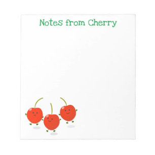 Cute  happy red cherries cartoon illustration notepad