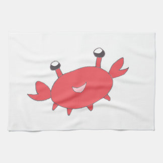 Cute Happy Red Crab Tea Towel
