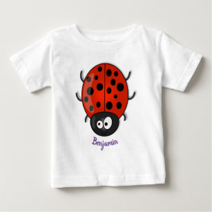 Cute happy red ladybug cartoon illustration baby T-Shirt