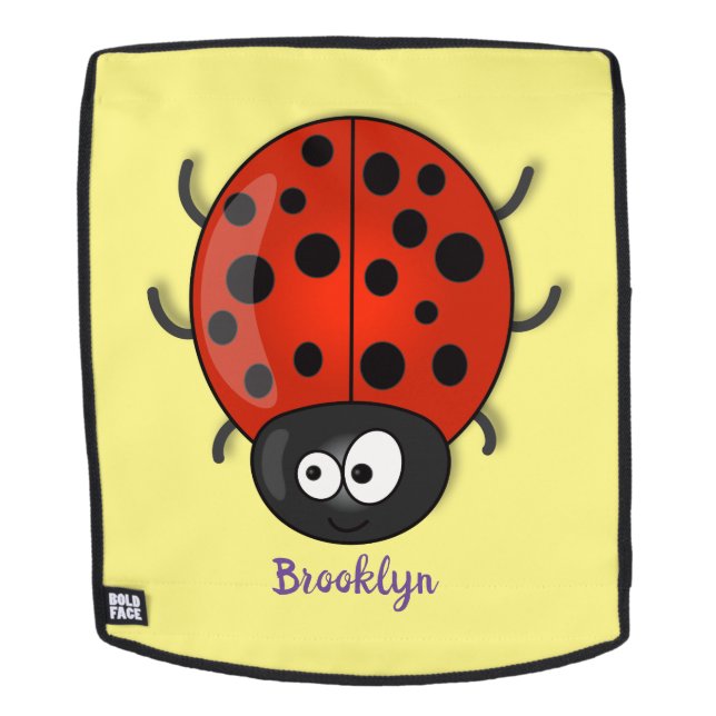 Cute happy red ladybug cartoon illustration backpack (Removable Face)