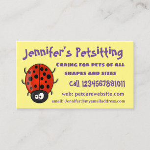 Cute happy red ladybug cartoon illustration business card