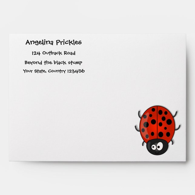 Cute happy red ladybug cartoon illustration envelope (Front)