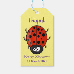 Cute happy red ladybug cartoon illustration  gift tags