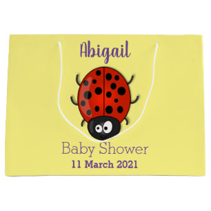Cute happy red ladybug cartoon illustration  large gift bag