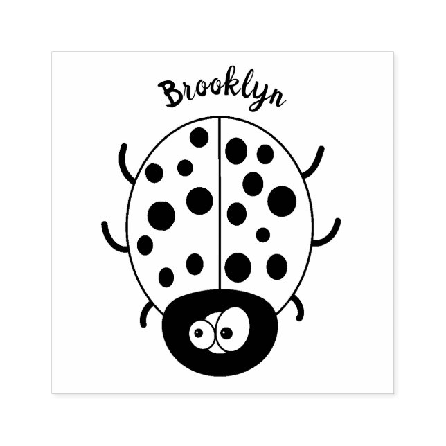 Cute happy red ladybug cartoon illustration  rubber stamp (Imprint)