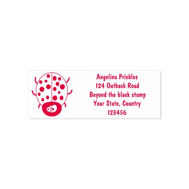 Cute happy red ladybug cartoon illustration self-inking stamp (Design)
