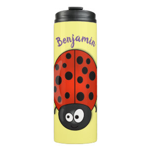 Cute happy red ladybug cartoon illustration thermal tumbler