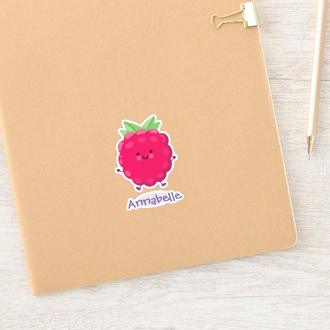 Cute happy red raspberry cartoon illustration (Notebook)