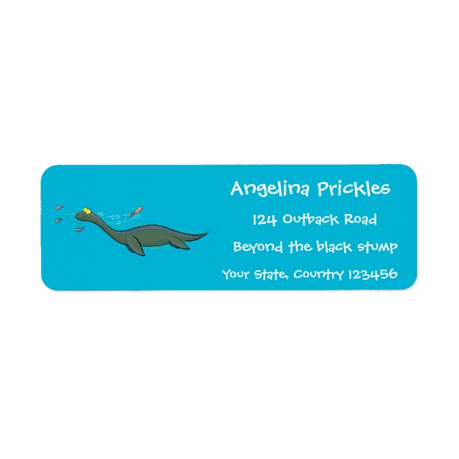 Cute, happy sea monster plesiosaur cartoon (Front)