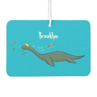 Cute, happy sea monster plesiosaur cartoon