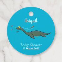 Cute, happy sea monster plesiosaur cartoon