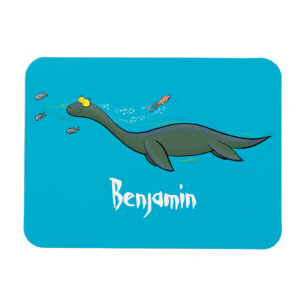 Cute, happy sea monster plesiosaur cartoon magnet