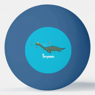 Cute, happy sea monster plesiosaur cartoon ping pong ball