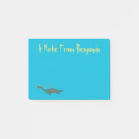 Cute, happy sea monster plesiosaur cartoon