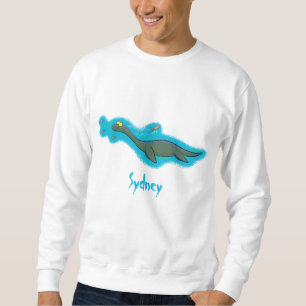 Cute, happy sea monster plesiosaur cartoon sweatshirt