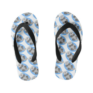Cute happy sea otter blue cartoon illustration kid's jandals