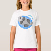 Cute happy sea otter blue cartoon illustration