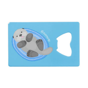 Cute happy sea otter cartoon illustration