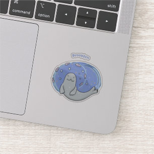 Cute happy seal and fish cartoon illustration