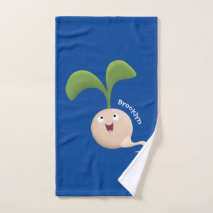 Cute happy seed sprout cartoon illustration bath towel set