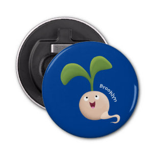 Cute happy seed sprout cartoon illustration  bottle opener