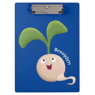 Cute happy seed sprout cartoon illustration clipboard
