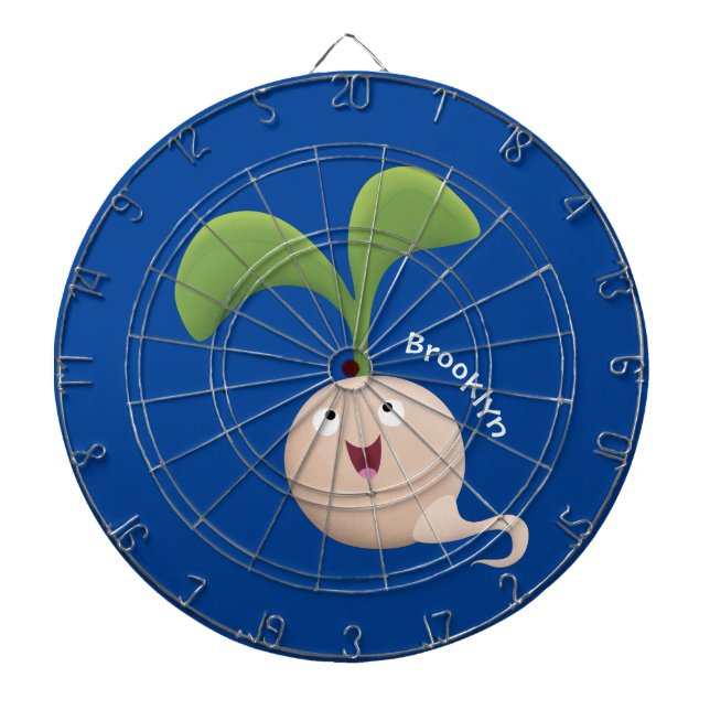Cute happy seed sprout cartoon illustration dartboard (Front)