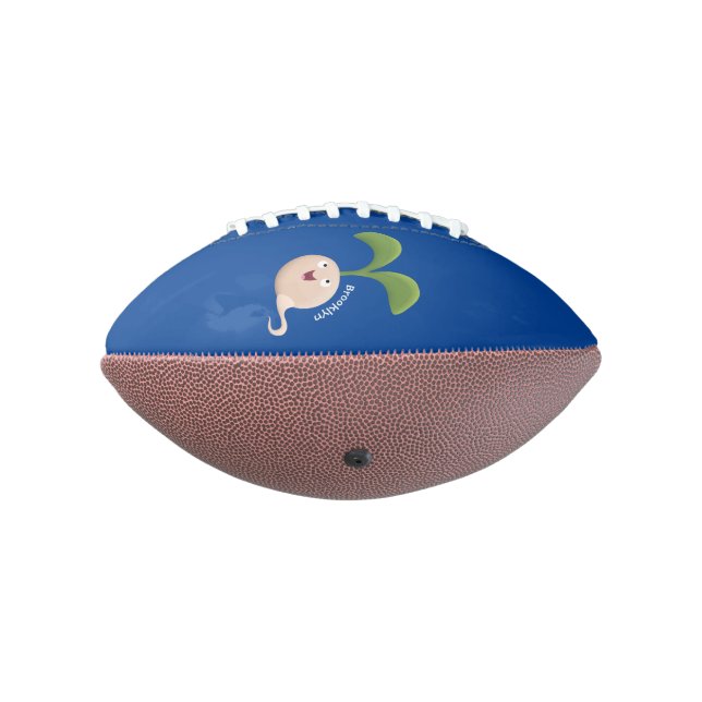 Cute happy seed sprout cartoon illustration football (Rotated 270)