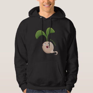 Cute happy seed sprout cartoon illustration hoodie