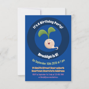 Cute happy seed sprout cartoon illustration invitation