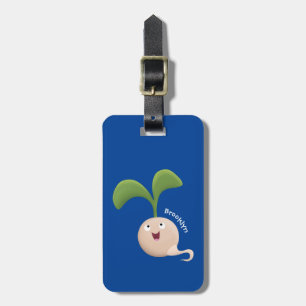 Cute happy seed sprout cartoon illustration luggage tag