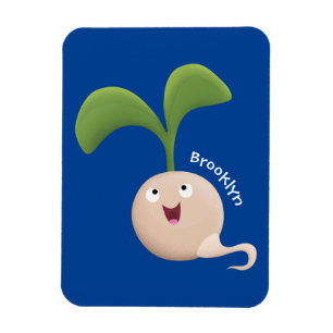 Cute happy seed sprout cartoon illustration magnet