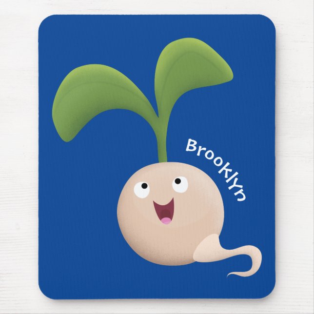 Cute happy seed sprout cartoon illustration mouse pad (Front)