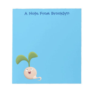 Cute happy seed sprout cartoon illustration notepad