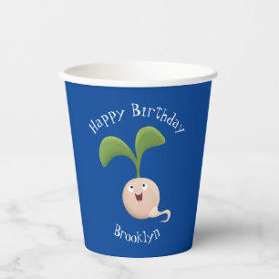 Cute happy seed sprout cartoon illustration paper cups