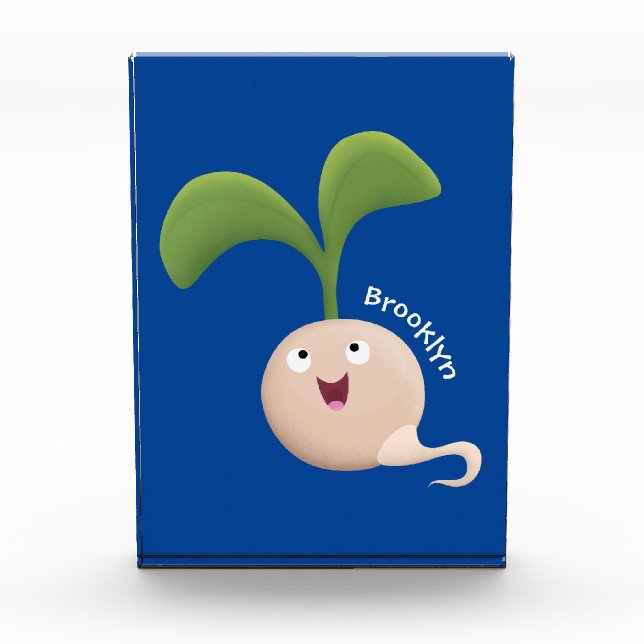 Cute happy seed sprout cartoon illustration  photo block (Front)