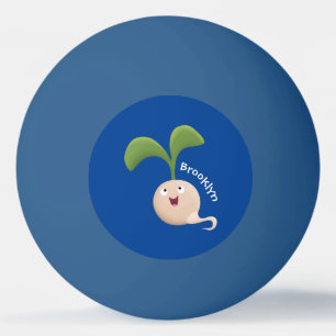 Cute happy seed sprout cartoon illustration ping pong ball