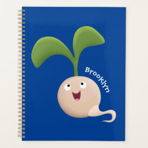 Cute happy seed sprout cartoon illustration planner