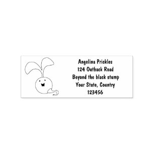 Cute happy seed sprout cartoon illustration rubber stamp