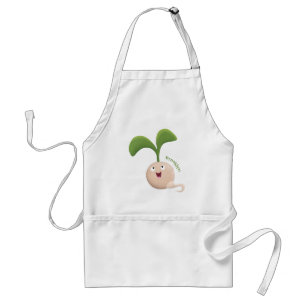 Cute happy seed sprout cartoon illustration standard apron